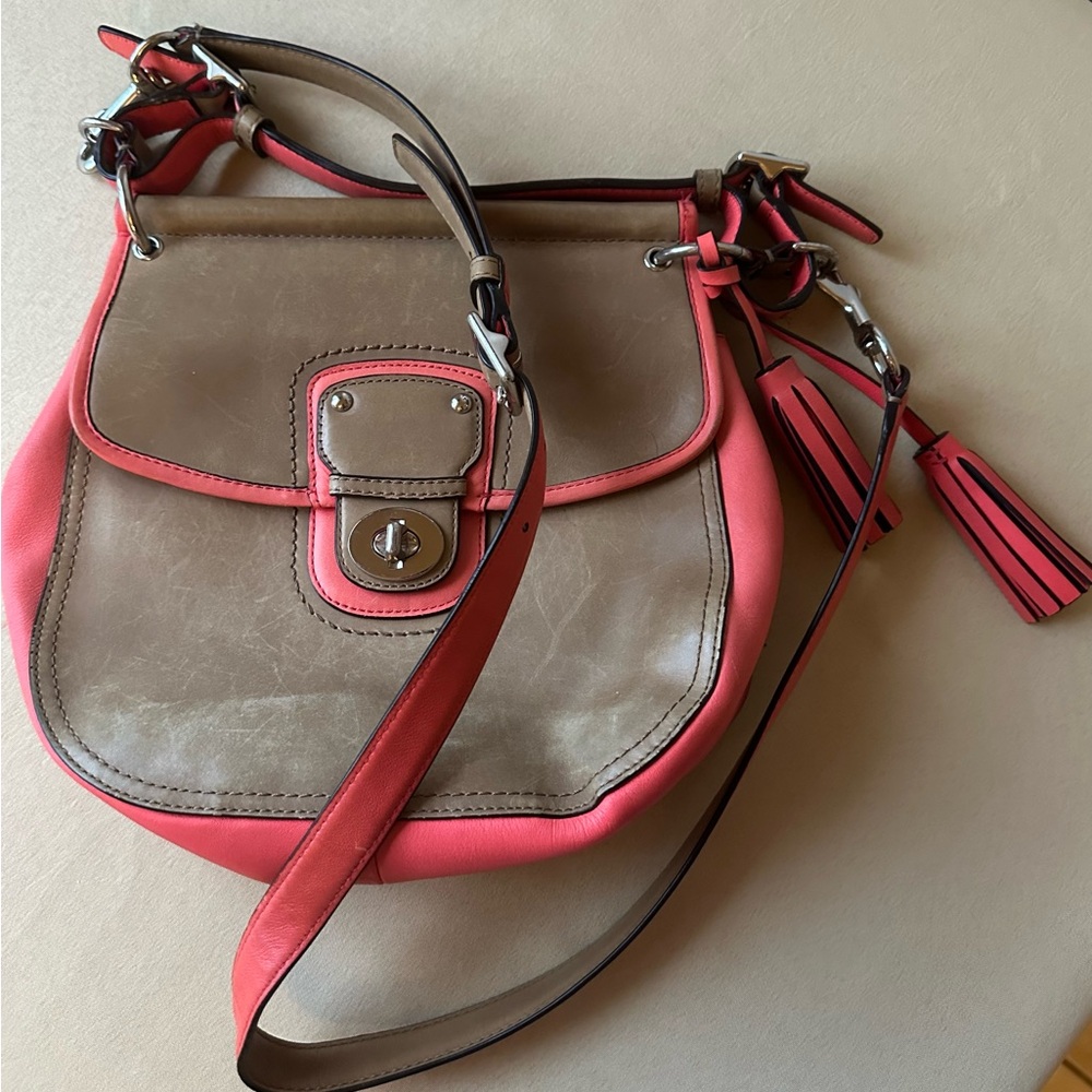 Coach Tan and Pink Crossbody Bag